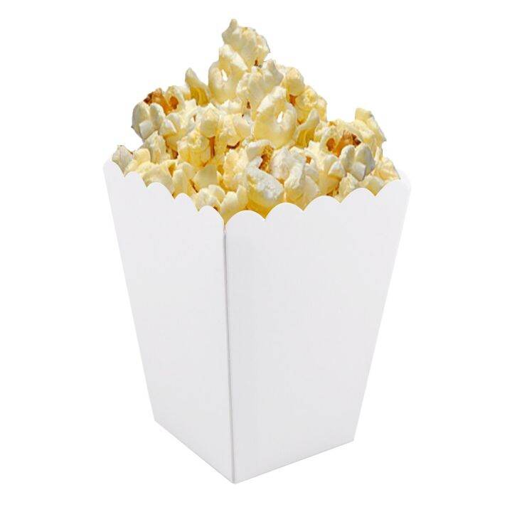 50Pcs Paper Candy Cartons Popcorn Box Party Supplies White Popcorn