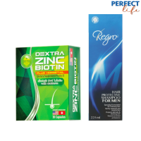 Biotin Zinc DEXTRA หญ้าหางม้า 30 แคปซูล + Regro Hair Protective Shampoo for Men  [PPFT]