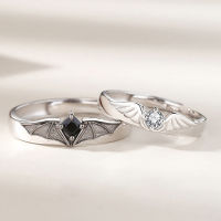 Vishy แหวนคู่ปีศาจนางฟ้า1คู่สำหรับผู้หญิงผู้ชายเครื่องประดับแหวนหมั้นแต่งงานปรับได้ดีไซน์ปีกแฟชั่นโรแมนติก