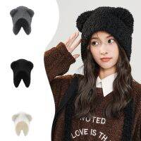 【YD】 Ear Knitted Wool Hat Thicken Lamb Fleece Skullcaps Color Warmer Bonnet