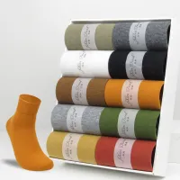 10 Pairs Japanese Casual Mens Cotton Socks Summer Soft Breathable Business Dress nd Man Happy Color Socks For Man Sox Black