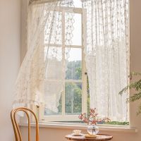 【YD】 French Pastoral Eembroidered Gauze Voile Curtains Bedroom Window Aisle Door Partition Half Curtain