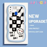 Jlingji เคสสำหรับ VIVO Y91 Y95 Y91i สีดำสีขาวสี่เหลี่ยมลายคลื่นคอลอร์ TPU ใสนุ่มเคสมือถือกันกระแทกความแม่นยำกล้องรูเข็มทนต่อการสึกหรอซิลิกาเจลฝาครอบป้องกัน