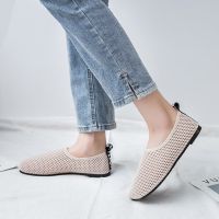 2022 Breathable Mesh Pregnant Flat Shoes Womens Sports Sandals Nurse Walking Clogs Summer Travel Shoes Large Size 35-40 Beige