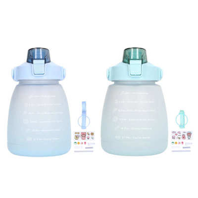 【cw】1400ml Portable Sippy Bottle Cute Pot Belly Sports Water Bottle with Silicone Hose &amp; Shoulder Strap for Cycling Hiking Running ！