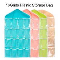 16Grids Plastic Kids Shoes Storage Organizers Clear Over Wall Door Hanging Closet Storage Bag for Baby Socks Underpants Toys