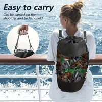 Large Black Foldable Drawstring Bag for Outdoor Camping and Garbage Organization