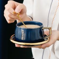 Ceramic coffee cup set home office afternoon tea cup with spoon couple breakfast cup for men and women