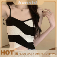 hanshi [2023 new HOT FASHION] lazlook เสื้อชั้นในสายเดี่ยวถักสีลายขวางสำหรับผู้หญิงเสื้อครอปแขนกุดเซ็กซี่สำหรับฤดูร้อน