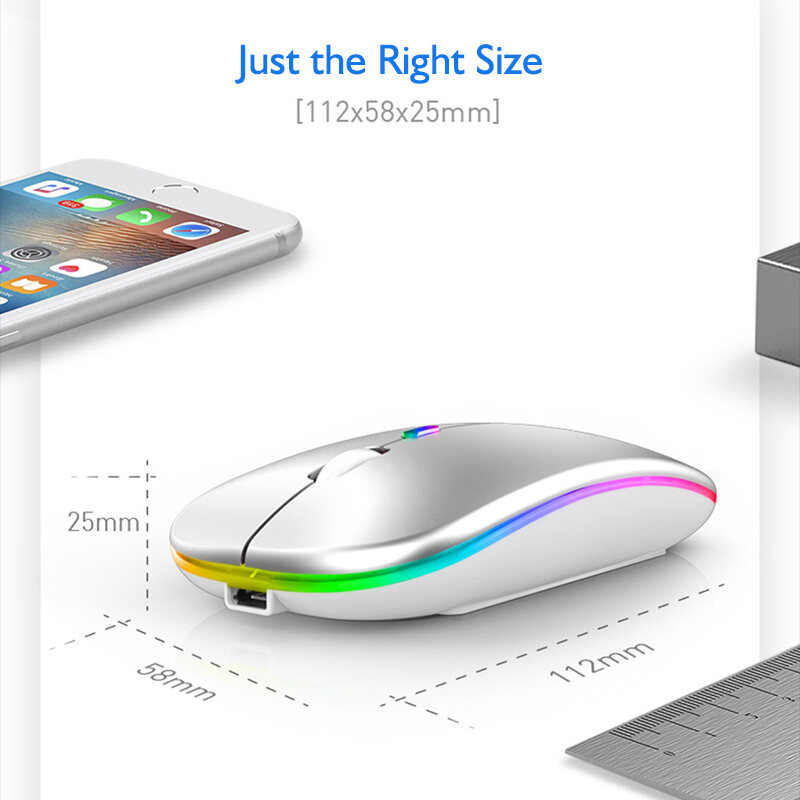 Bluetooth wireless mouse 2.4Ghz Receiver Rechargeable Mouse Wireless Silent LED Backlit Mice USB Optical Mouse PC Laptop Computer tetikus