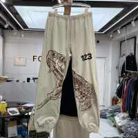 งูพิมพ์ RRR123 Sweatpants Harajuku ผู้ชายผู้หญิงญี่ปุ่น Streetwear คุณภาพสูง Drawstring Jogger RRR 123กางเกง Pants