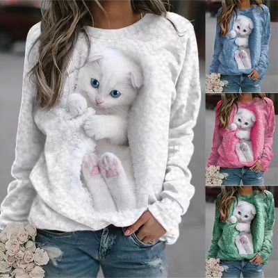 [COD] AliExpress wish hot style womens 2023 spring and summer animal loose print long-sleeved round neck sweater