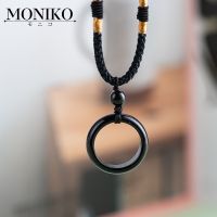 Ddd】 MONIKO โซ่คล้องคอ Cincin Batu Akik จี้สร้อยคอพร้อมจี้กระดูกไหปลาร้าธรรมชาติสีดำสีแดง