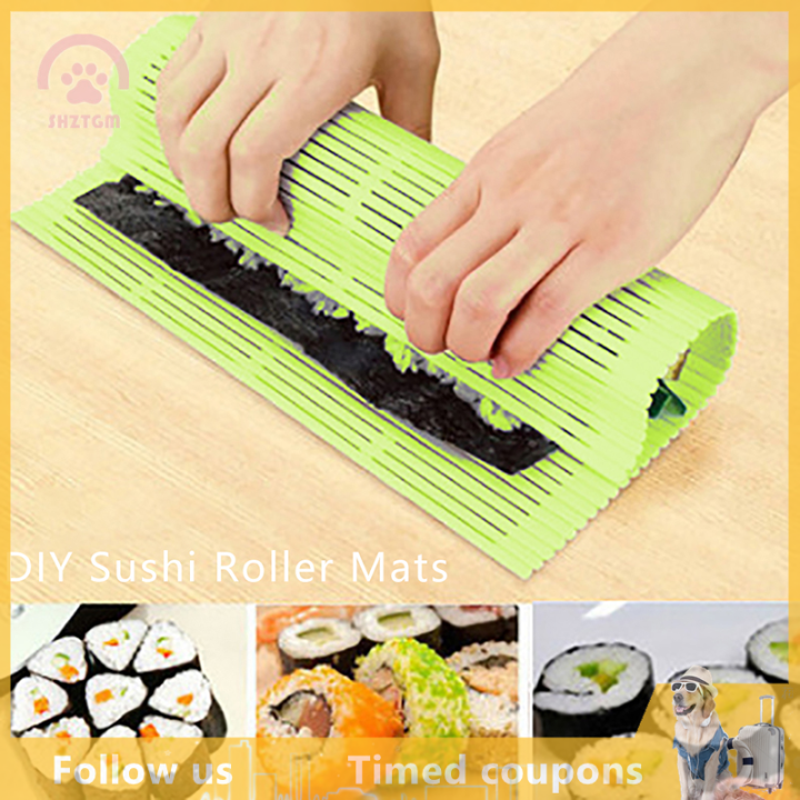 【SHZTGM】 GREEN DIY Silicone Sushi Roller Mats Reusable Sushi Rice Roll