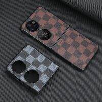 Nlwvx เหมาะสำหรับ Huawei Mate เคสโทรศัพท์หน้าจอพับเก็บได้ V P50กระเป๋าลายตารางหมากรุกที่มีการปิดกั้นสีและฝาครอบหนัง