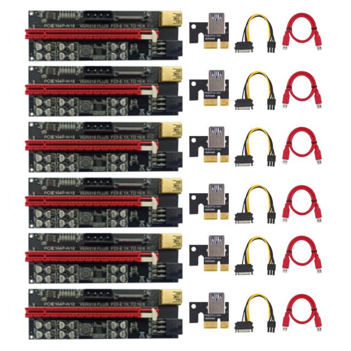 6pcs-ver018-plus-usb-3-0-pci-e-riser-card-pci-express-1x-to-16x-extender-riser-sata-power-cable-for-bitcoin-mining-eth