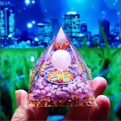 ；。‘【； Orgonite Pyramid Crystals Natural Stone Orgone Energy Generator Healing Reiki Chakra Meditation Ornaments Crafts Office Decor