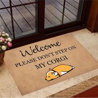 HX Funny Doormat Welcom Please Dont Step on My Corgi Entrance Floor Mat Animals Indoor Carpets Gifts for Corgi Lovers