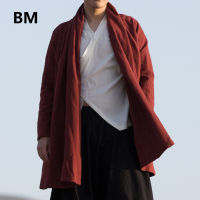 2020 Chinese Tang Suit Ancient Style Hanfu MenS Clothing Cotton Linen Cloak Coat Retro Zen Clothing Taoist Robe Gown