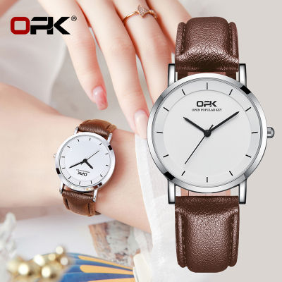 OPK G Shock นาฬิกาข้อมือผู้หญิงรุ่นใหม่ปี2021,นาฬิกาควอตซ์หนังเรียบกันน้ำสไตล์เกาหลีของแท้สำหรับวัยรุ่น