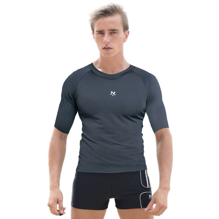 Lasona Silver Men Rash Guard Swimwear Baju Renang Pria Size Besar BM