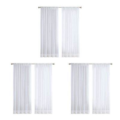 6Pcs Super Soft Great Hand Feeling White Tulle Curtains for Living Room Decoration Modern Veil Chiffon Solid Sheer Voile