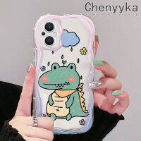 เคส Chenyyka สำหรับ OPPO Reno 7Z 5G Reno 8Z Reno7 Lite Reno8 F21 Pro 5G F21s Pro 5G เคสลายการ์ตูนเส้นขอบจระเข้ตัวเล็กเคสใสใหม่นิ่มเนื้อครีมกันกระแทกป้องกันเลนส์กล้องเคสโทรศัพท์แบบใส