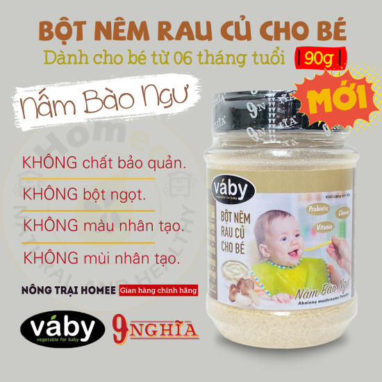 Bột nêm nấm bào ngư & phô mai dành cho bé ăn dặm vaby hủ 90g - ảnh sản phẩm 1