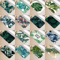 〖Cozyroom shop〗 Tropical Palm Leaf Cactus Monstera Pattern 40x60 Door Mat Coral Velvet Carpet Rubber Indoor Floor Mats Non-Anti-Slip Rug 48223-4