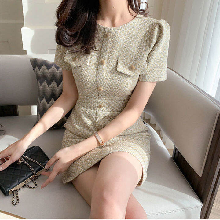 2022-new-summer-french-style-small-fragrance-light-luxury-temperament-slim-dress