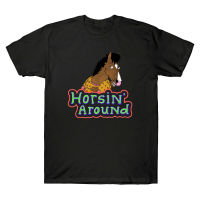 Horsin รอบเสื้อยืด Bojack Horseman บุรุษผ้าฝ้ายแขนสั้นเสื้อยืด