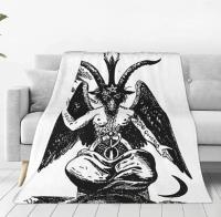 Satanic Ritual Demon Devil Wicca Wiccan Pagan Baphomet All Wool Throwing Cloak Wearable Blanket Flannel Fluffy Quilt Kindergarten Bedroom Bedding Extra Large Plush Soft Comfortable Air Conditioning Blanket