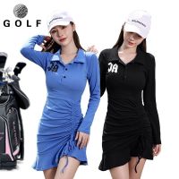 Golf womens new dress womens spring and autumn clothes long-sleeved stretch Polo skirt breathable fashion tennis skirt J.LINDEBERG Titleist DESCENNTE Korean Uniqlo ﹍