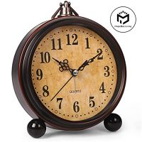 Vintage Hangable Battery Alarm Clock Metal Night Light Super Silent Table Desk Quartz Clock Time For Bedroom Bedside Desk Shelf