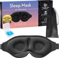 ZionMe 3D Sleep Mask - Eye Mask for Sleeping with 100% Blackout Design, 3D Sleeping Mask for Women and Men, Comfortable and Breathable Contoured Sleep Mask, Sleep Eye Mask with Travel Bag + Silicone Earplugs