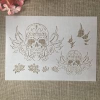 A4 29cm Flying Skull Wings DIY Layering Stencils Wall Painting Scrapbook Coloring Embossing Album Decorative Template