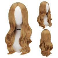 Cosplay Wig For M3gan Horror Movie Light Brown Medium Hair Up Halloween Dress Long Party Curly F0Z7