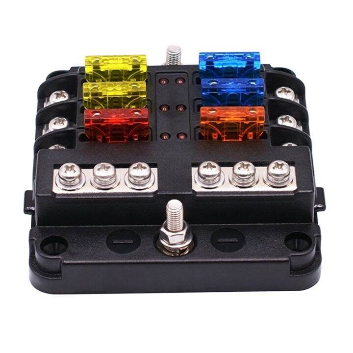 6Way Waterproof Fuse Block,with LED Indicator 12 Circuits with