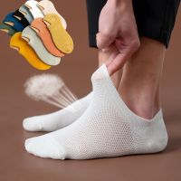 5 Pair Mens Summer Breathable Mesh Cotton Boat Socks Colorful Lightweight Non-slip Casual Socks Low-cut Socks For Men Socks Tights