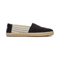 TOMS รองเท้าลำลองผู้หญิง สลิปออน รุ่น Alpargata Rope Black Recycled Cotton University Stripes​  (C) รองเท้าลิขสิทธิ์แท้