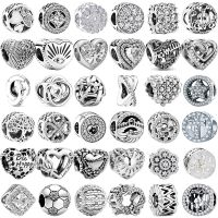 New Always Love Mom Family Tree Hollow Heart Winding Fashion Beads Fit Original Pandora Charms Silver Color Bracelet DIY Jewelry