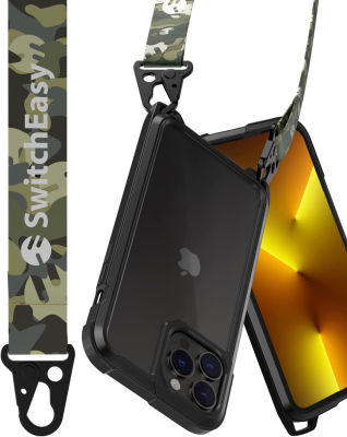 SwitchEasy Rugged iPhone 13 Pro Case with Strap - Odyssey, 6.1" Aircraft-grade Aluminum Alloy Crossbody Case with Lanyard, US Military-Grade Drop Protection, Adjustable Fashion Neck Strap (Camo Green) iPhone 13 Pro (6.1") Camo Green