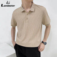 Lansboter เสื้อโปโลผู้ชาย,เสื้อยืดปกแขนสั้นพอดีตัวบางนุ่มสีทึบลายสะดวกสบายและระบายอากาศลำลองเสื้อโปโล