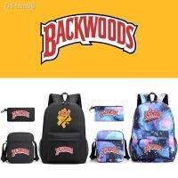 Backwoods กระเป๋านักเรียนกระเป๋าเป้สะพายหลังสามชิ้นในแนวทแยงความจุขนาดใหญ่กระเป๋านักเรียนวิทยาเขตกระเป๋าคอมพิวเตอร์การพิมพ์แบบสบาย ๆ