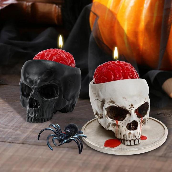 Halloween Skeleton Candle Holder Halloween Resin Skull Candle ...