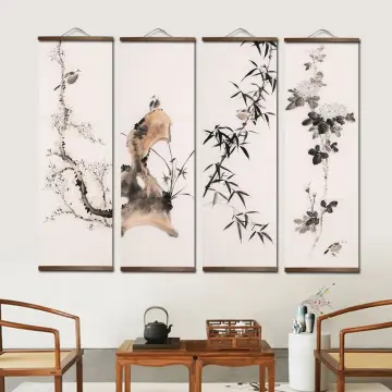 LXLZYXSF Chinese Silk Scroll Painting - Lady Playing Music, Oriental Asian  Wall Art Hanging Reel Painting for Piano Room Bedroom, Home Decor (Color 