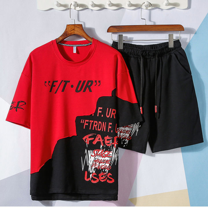 hnf531-fulaida-t-shirt-mens-two-piece-short-sleeved-pants-2-piece-sets-summer-casual-sports-suit-young-students