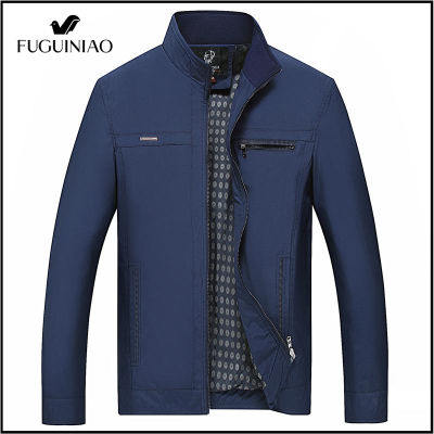FUGUINIAO เสื้อแจ็กเก็ตบอมเบอร์สำหรับนักธุรกิจวัยกลางคน,เสื้อโค้ทลำลองสำหรับคุณพ่อสีฟ้า M-3XL