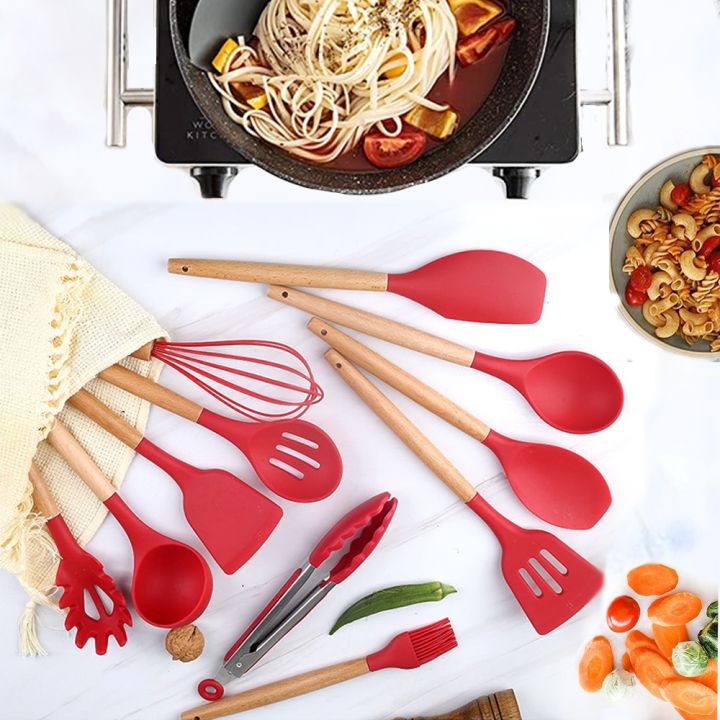 1pc Black Silicone Pasta Spoon + 1pc Red Silicone Pasta Spoon