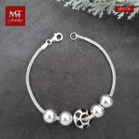 MT สร้อยข้อมือเงินแท้ ลายสี่เสา ประดับเม็ดบีดหรือชาร์ม ข้อมือ 17, 18 ซม. Solid 925 Sterling Silver Bead &amp; Charm Foxtail Bracelet (sb078) MT Jewelry มณีธารา